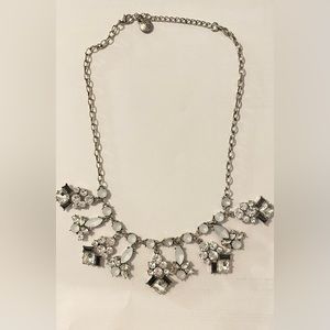 Silver, white and black rhinestone necklace